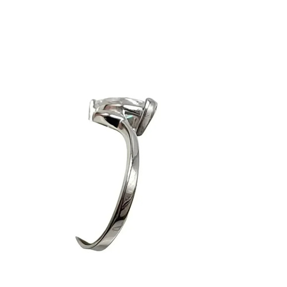 Clear Marquis Cut Glass Rhinestone CZ Silver Plated Cocktail Ring Size 8.75 - Picture 6 of 6